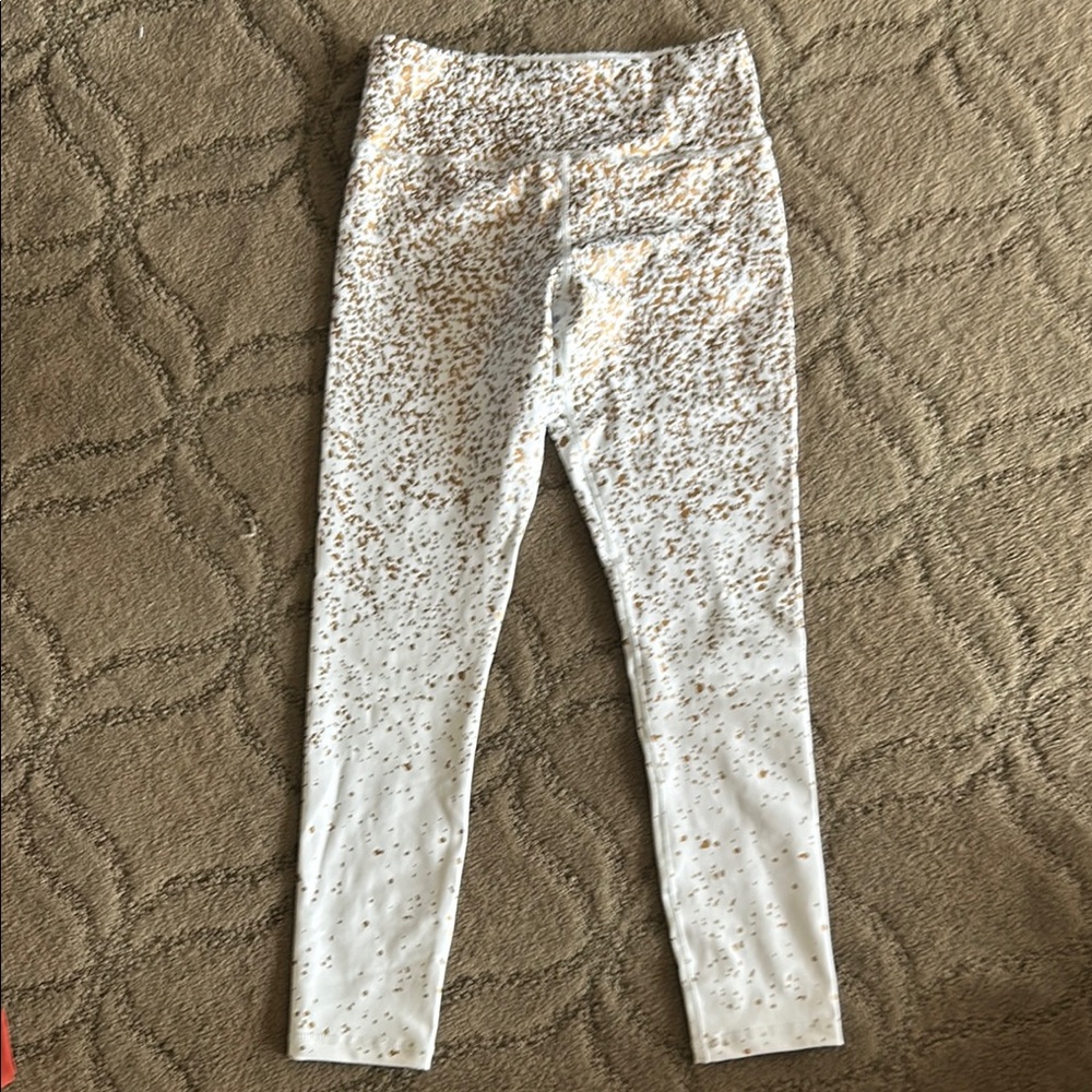 ZYIA White and Gold Speckled Leggings
